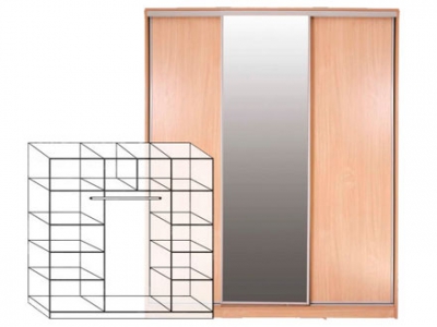 Шкаф-купе (SLIM) ШК 3/8(sl)-1775х456х2100 (зеркало)